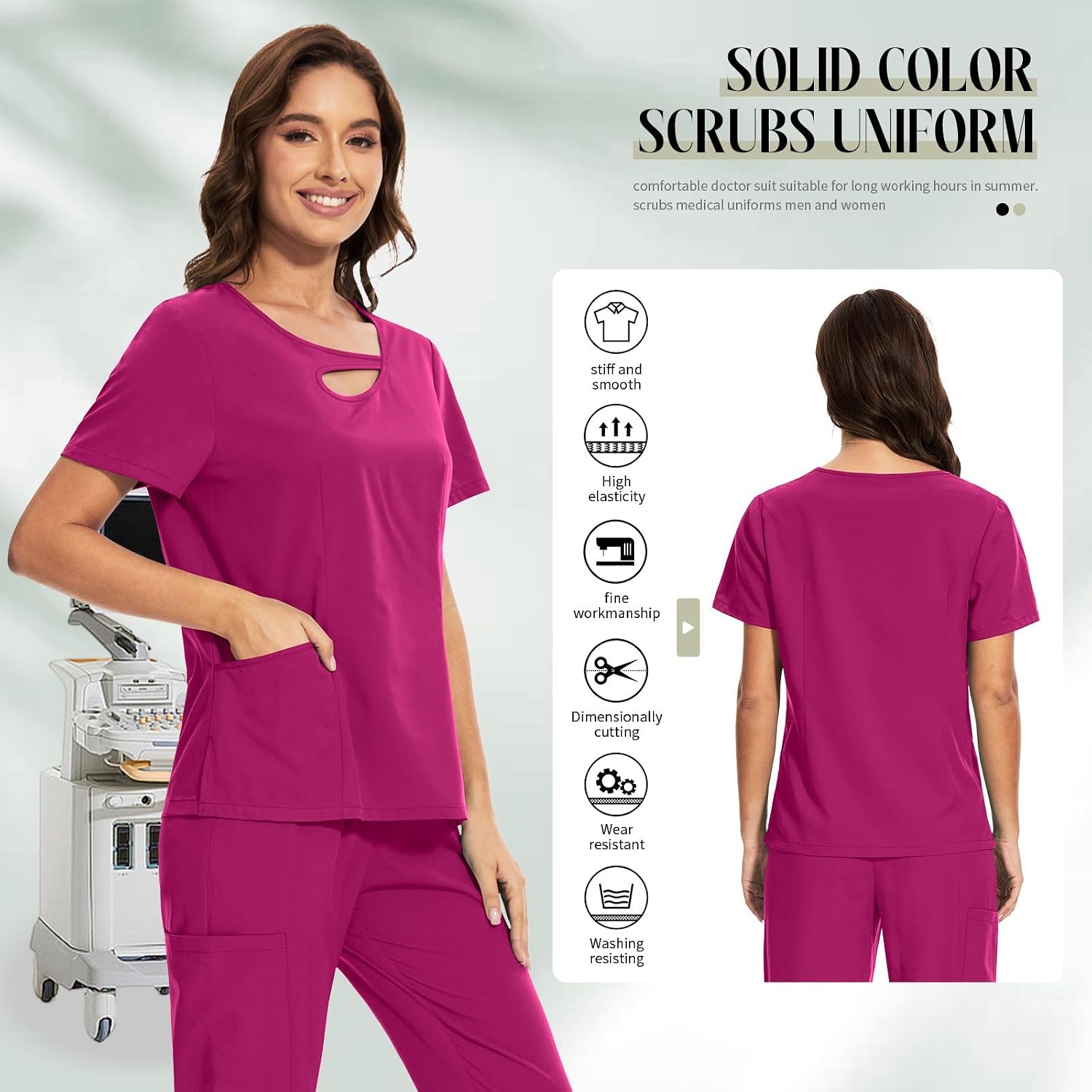 niaahinn Scrub Set for Women New Design Neck 4 Way Stretch Top & Jogger Pant with Pockets