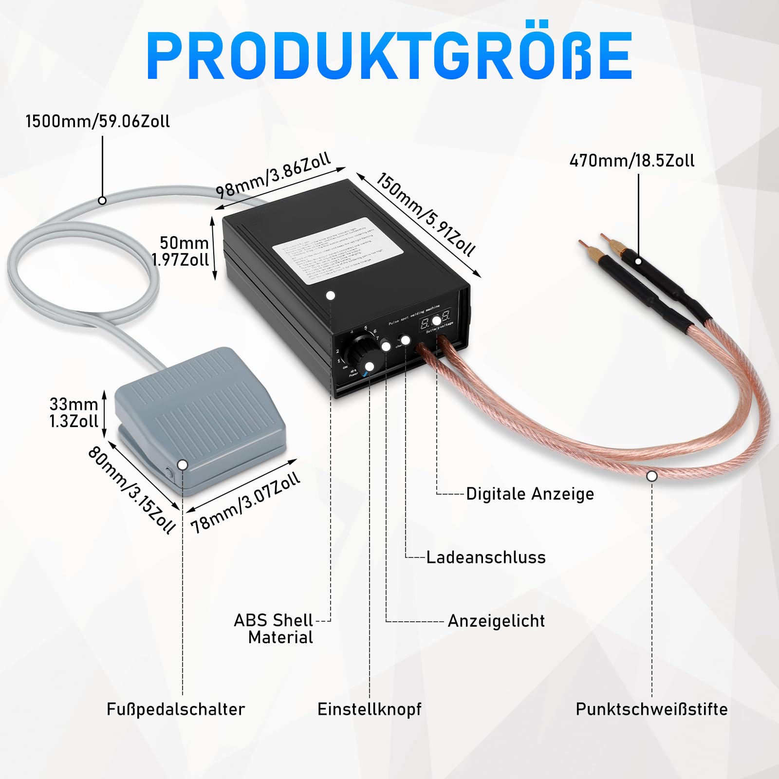 8000W Punktschweißgerät Akkus, Tragbares Punktschweißgerät DIY Kit, Handschweißgerät mit Nickelband, Einstellbare Schweißgeräte für Punktschweißmaschinenset