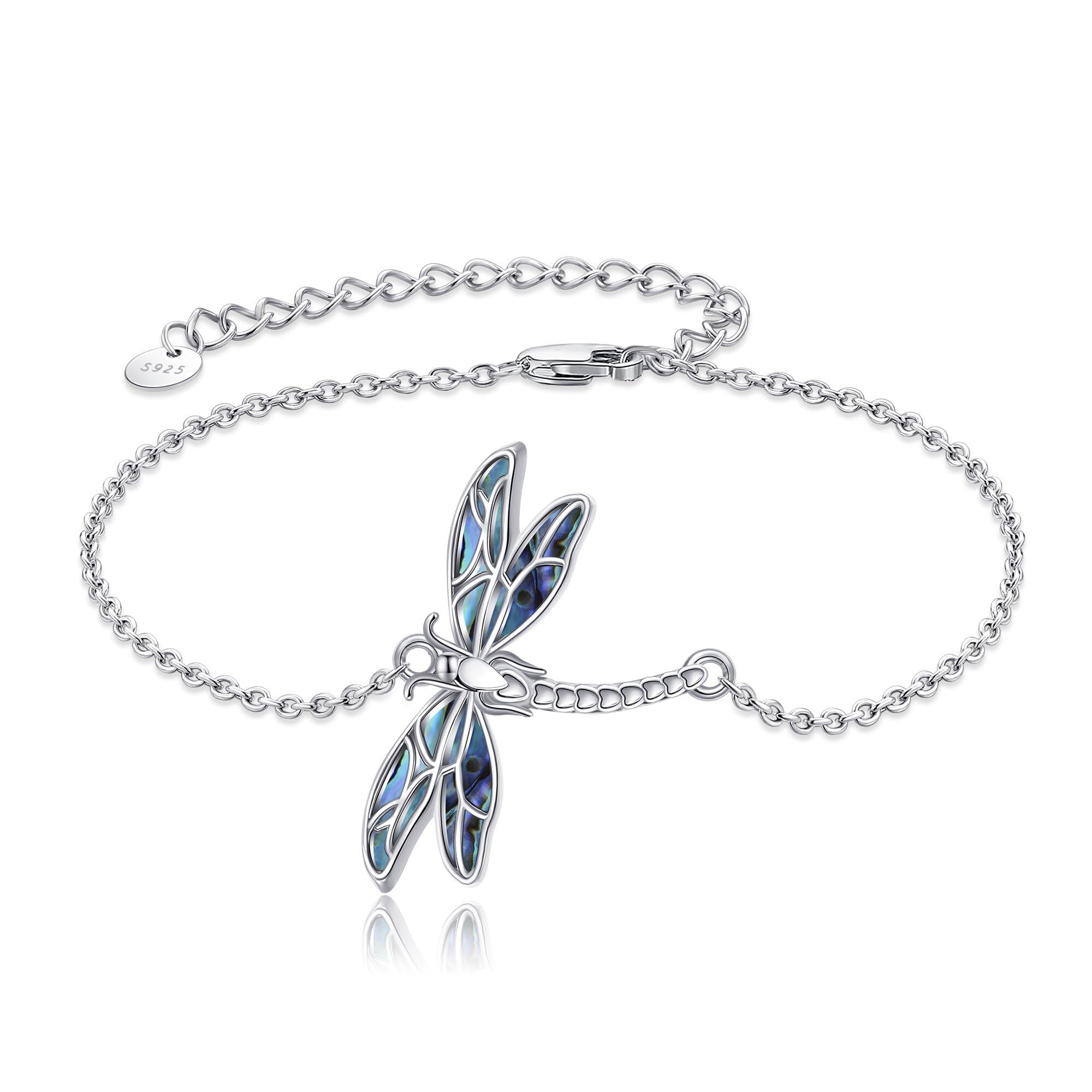 Pulsera infinita de plata de ley con diseño de perro salchicha, mariquita, tortuga, tiburón, onda, libélula, caballo, mariposa, margarita, sirena, infinito, joyería para mujer, One Size, Plata