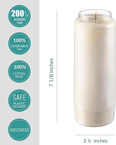 Miniatura 3 de Tribello Velas de 9 días, paquete de 3, velas blancas de pilar de 7 pies para conmemoración, oración, decoración de fiestas y uso de emergencia, sin