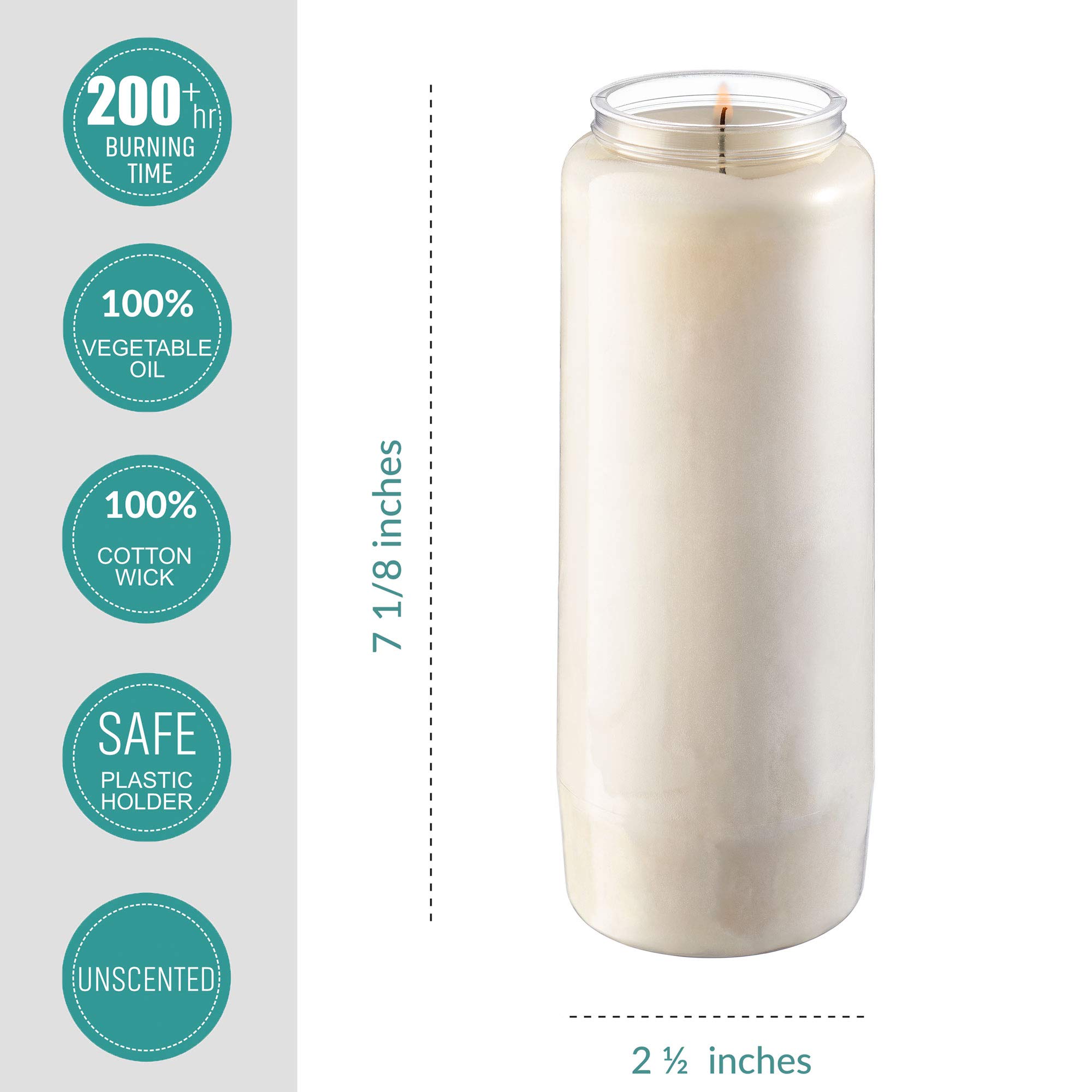 Rambue Candele per preghiera per 9 giorni, confezione da 5 – Candela commemorativa bianca da 17,8 cm per Shiva, cerimonia religiosa, feste, candele di emergenza, candele di cera vegetale a lunga