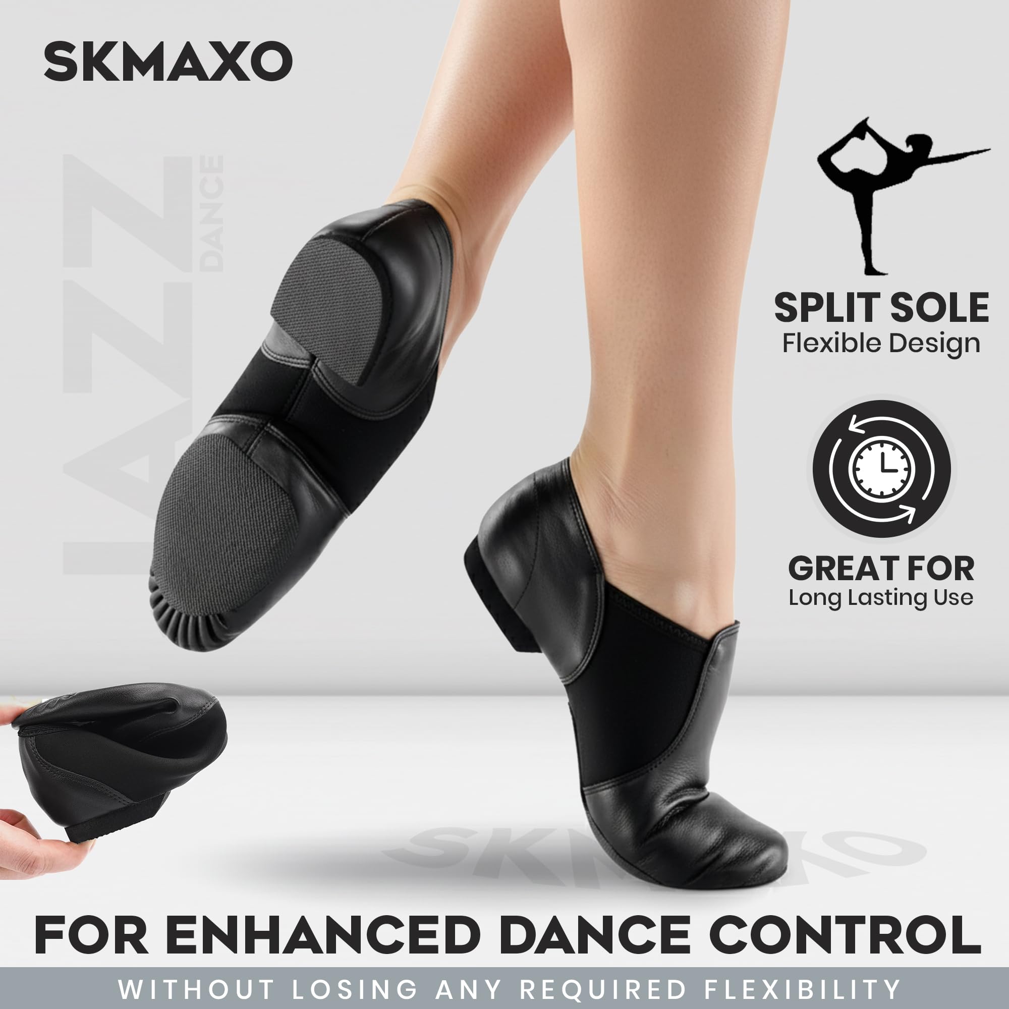 Chaussures de jazz à enfiler en néoprène, chaussures de danse de jazz et de danse moderne en cuir