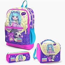 Yaygan Coral High Kids Mor Pembe Anime K z Desenli 3'l  Okul  anta Seti