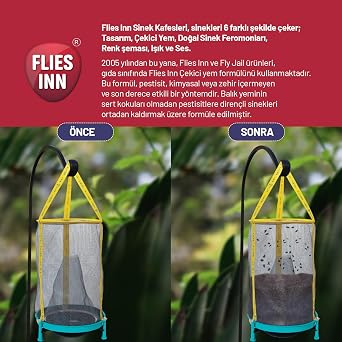 Flies Inn HG | Yeni Nesil Karasinek Tuzağı, Kokusuz, Uzun Ömürlü, Bakanlık Onaylı,%100 Etkili Karasinek Kapanı