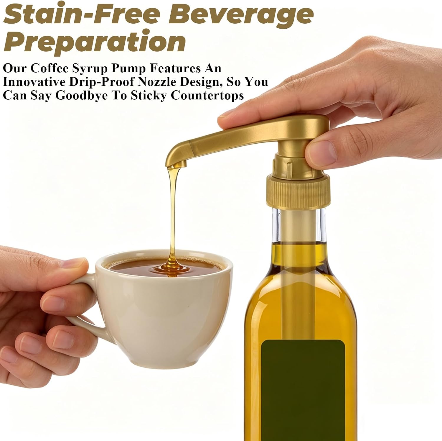 ASelected 30-Piece Set Syrup Pump and Coffee Syrup Pump, Gold Dispenser with 7.5-Inch Tubes, for Syrup Bottles for Coffee Bar, Syrup Pump Dispenser Kit