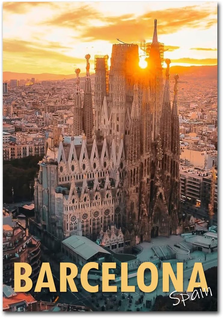 Sunset at Sagrada Familia Barcelona Spain Fridge Magnet Size 2.5" x 3.5"