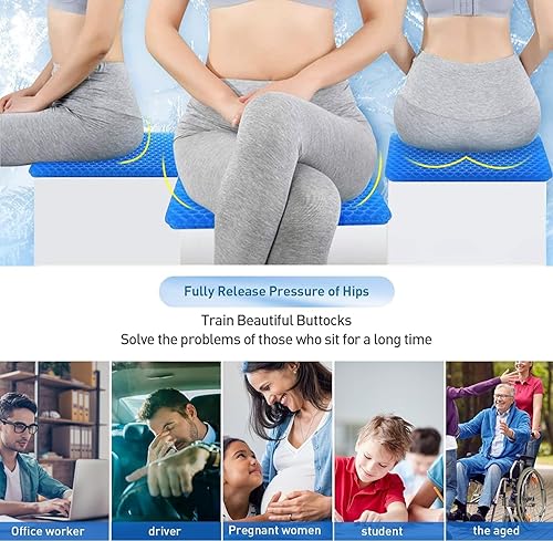 Miniatura 3 de Anzeng Cojín de asiento de gel grueso, cojines de silla de oficina de 2.4 pulgadas, cojín de asiento de automóvil, almohadilla de silla doble gruesa