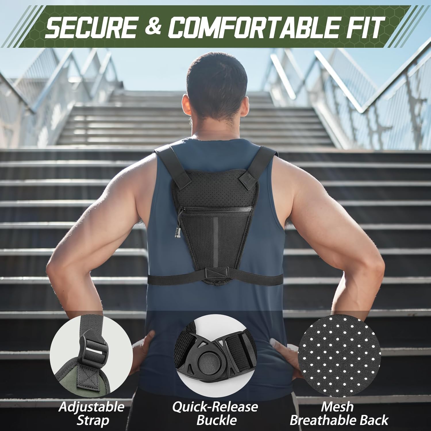 Chest Bag for Men Women, Outdoor Sports Running Vest Bag, Chest Pack for Running, Cycling, Hiking, Workouts, Travel - Image 6