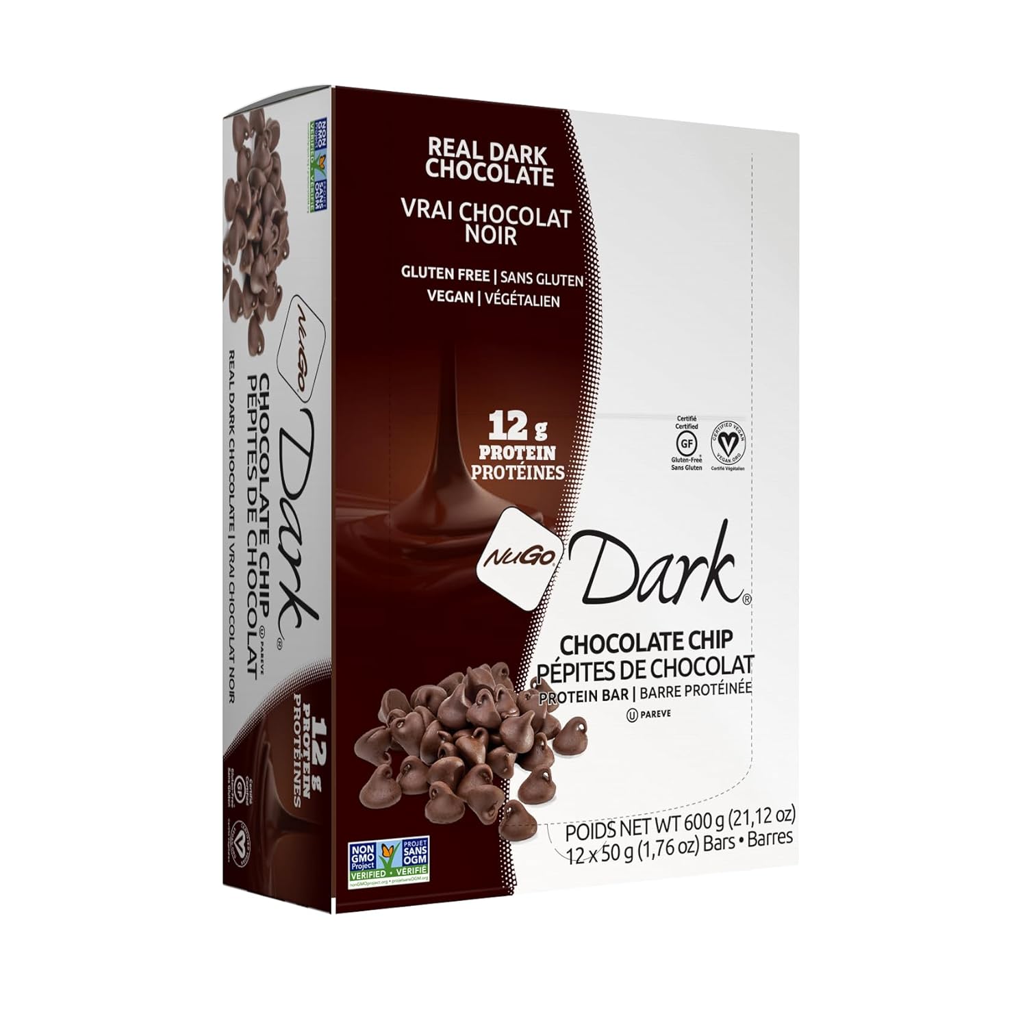 Nugo, Bar Box Dark Chocolate Choc Chip, 12 Count, 1.76 Ounce