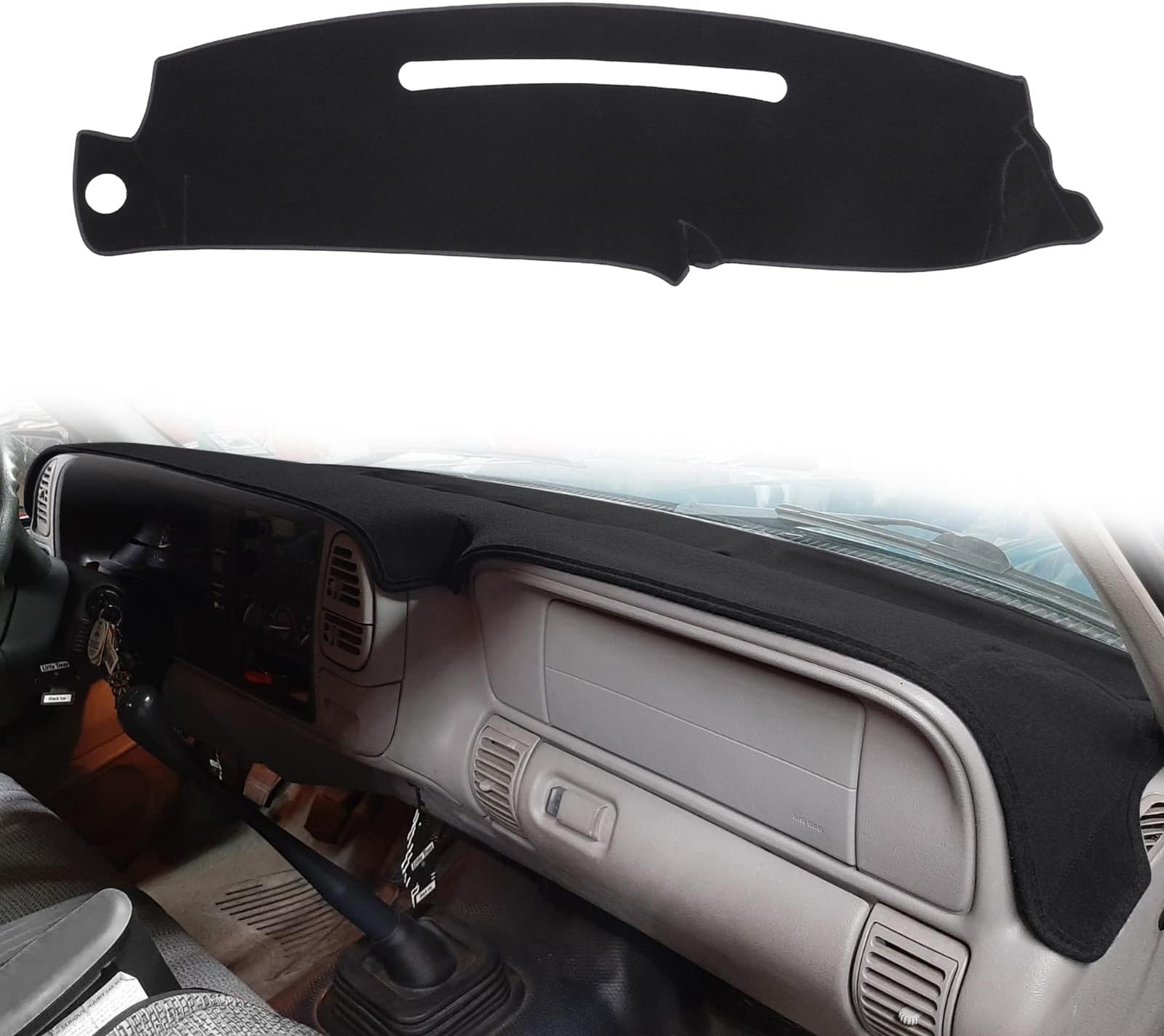 HanLanKa Dashboard Cover Dash Cover Mat Pad Compatible with 1997-2000 Chevy Chevrolet/GMC C1500 C2500 C3500 K1500 K2500 K3500, 1997-1999 GMC Yukon/Chevy Tahoe/Suburban(Black)