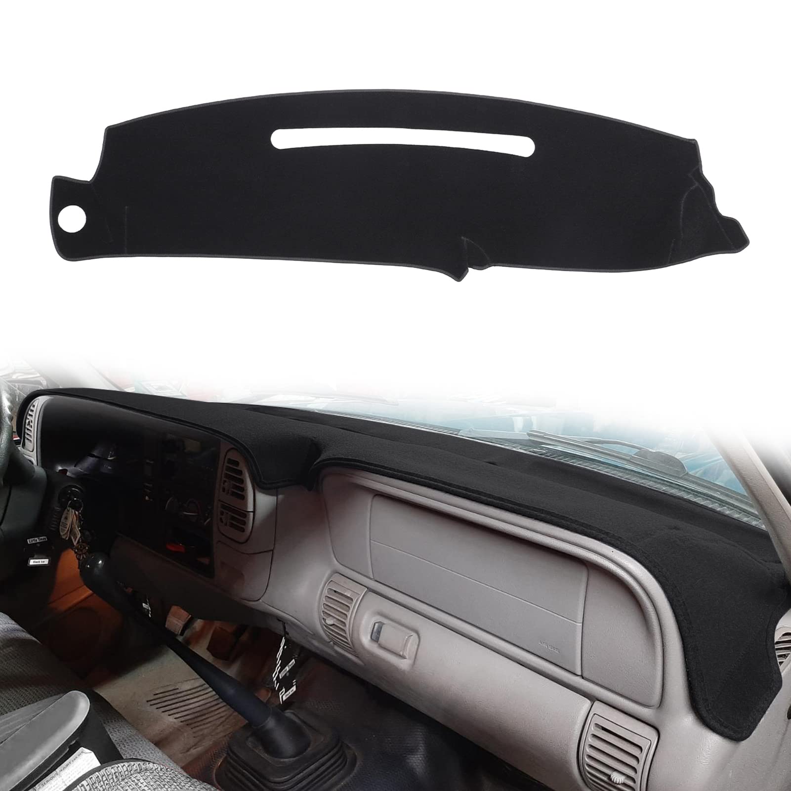 HanLanKa Dashboard Cover Dash Cover Mat Pad Compatible with 1997-2000 Chevy Chevrolet/GMC C1500 C2500 C3500 K1500 K2500 K3500, 1997-1999 GMC Yukon/Chevy Tahoe/Suburban(Black)
