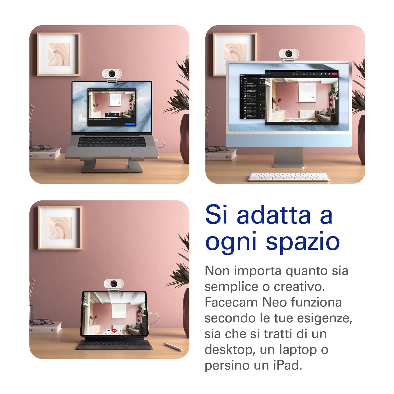 Elgato Facecam Neo – Webcam Full HD con copriobiettivo scorrevole, correzione della luce, per videochiamate, streaming, Teams/Zoom/Slack/OBS/Twitch/Youtube e altro – USB-C/Plug & Play su PC/Laptop/Mac