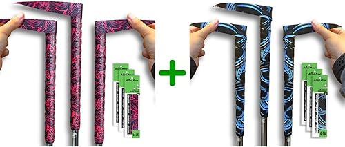 ALIEN PROS Paquete de 6 cintas de envoltura Fire & Blue Waves Mix Golf Grip - ReGrip en 1 minuto