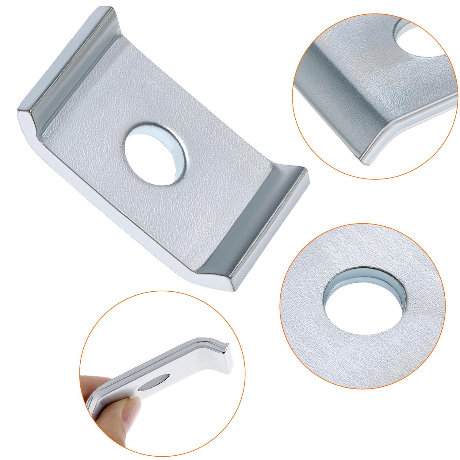 QWORK Strut Channel Washer, 10-Pack 1/2" Bolt Saddle Washer Plate Fastener for 1-5/8" Channel, 3/16" Thick Low Carbon Steel, Electrogalvanized Finish