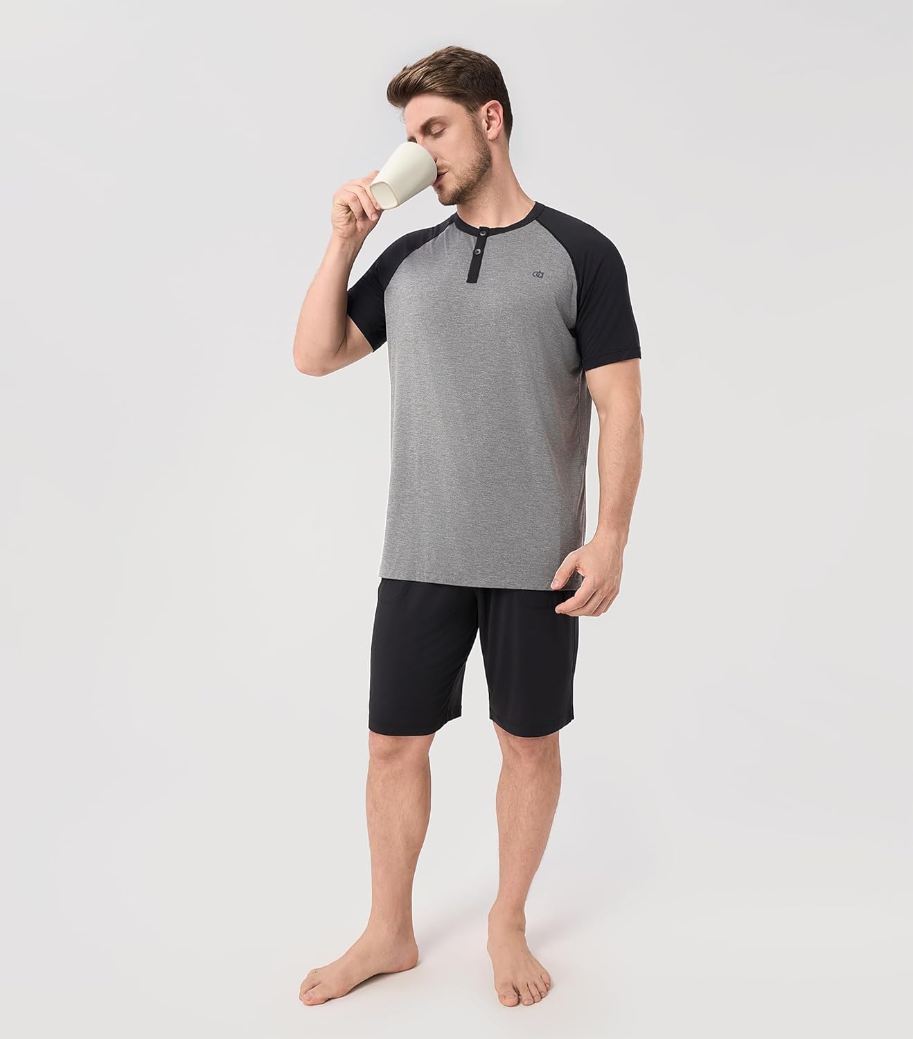 DAVID ARCHY Men's Pajamas Set Summer Cooling Loungewear Ultra-Soft Pjs Ligtweight Short Sleeves Shirts and Shorts Sleep Sets - Image 2