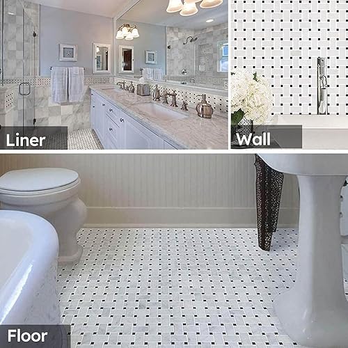 Miniatura 6 de Diflart Mosaico de mármol, blanco Carrara, tejido de canasta de 1 x 2 pulgadas, pulido, azulejos de mármol para cocina, baño, pared, paquete de 5