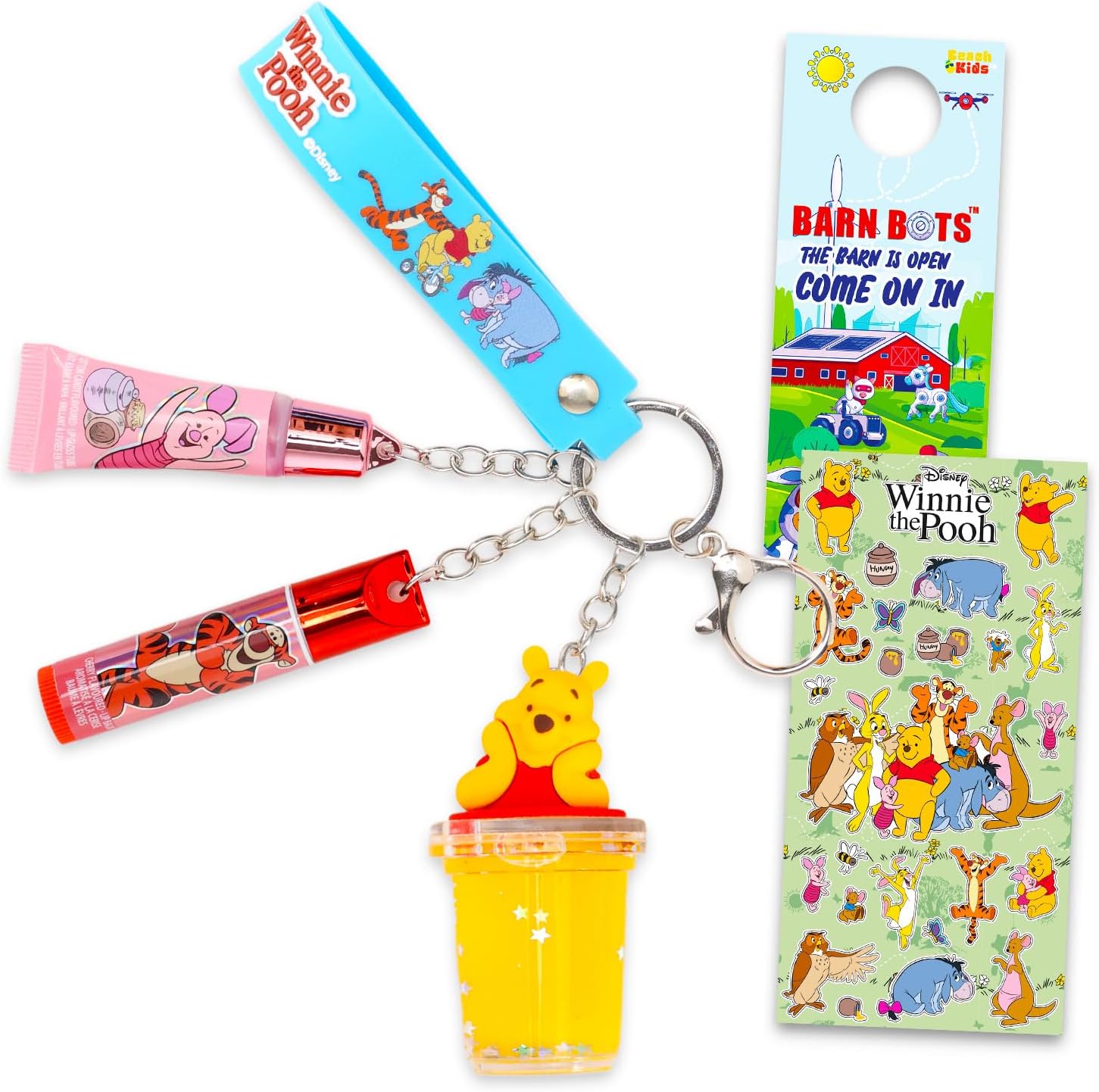Winnie the Pooh Keychain Bundle - 3D Pooh Bear Figure w/Strap