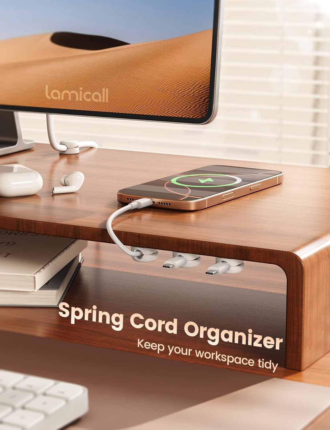 Lamicall Gooseneck Tablet Holder Cord Organizer, Spring Cable Management Clips
