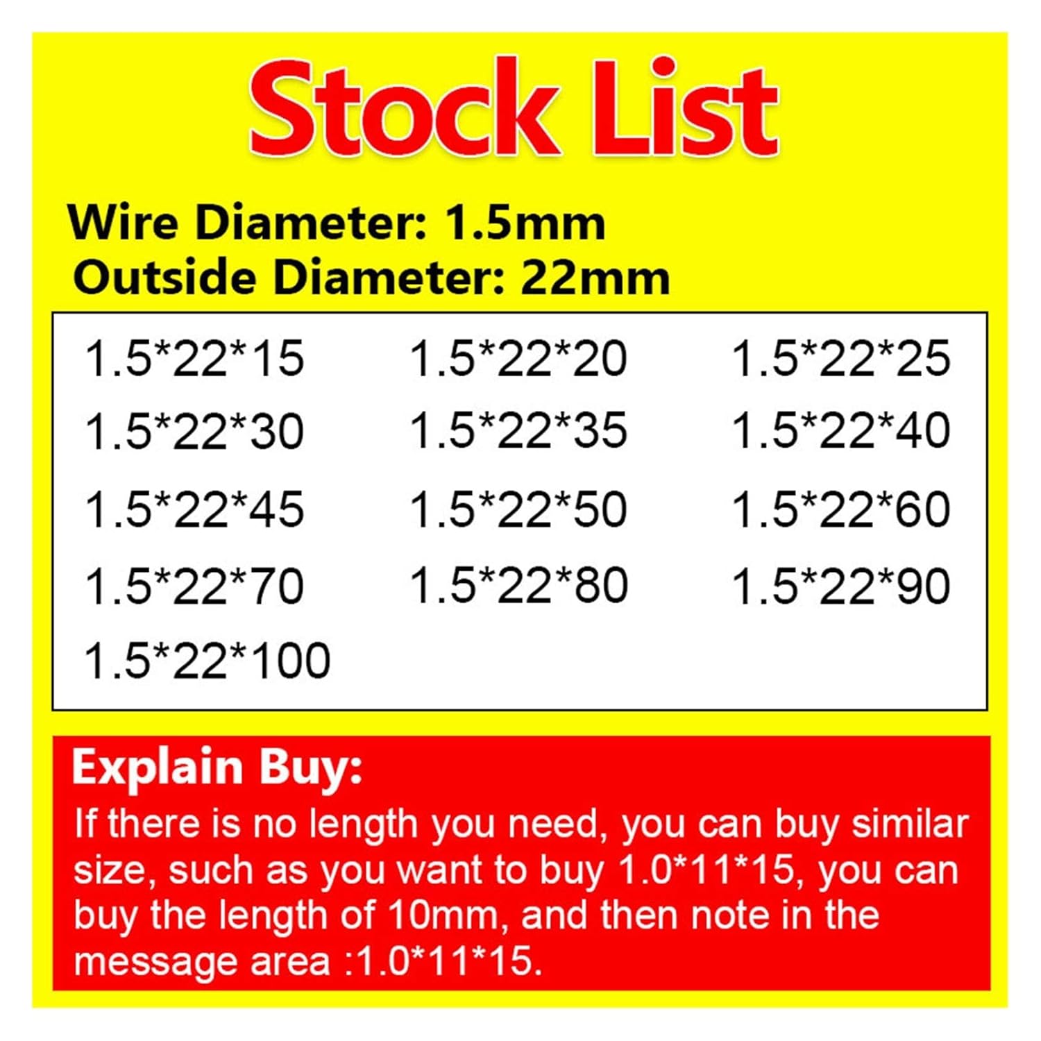 ハードウェアスプリング圧力 機械的圧力スプリング圧縮ばね持ち放出ばね戻りばね線線径1.5mm /外径22mm (Length : 1