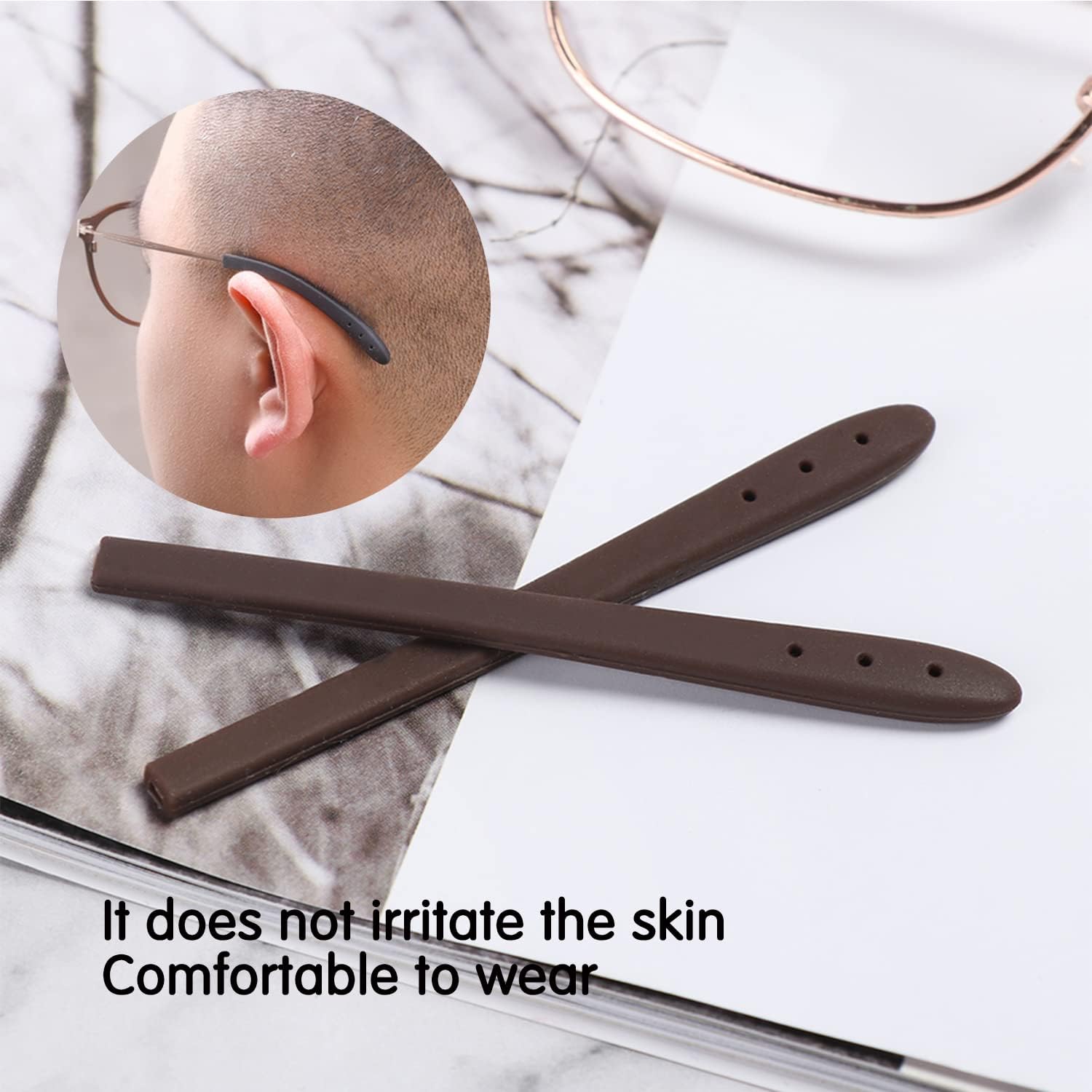  Temple Tips for Eyeglass Anti Slip Glasses Ear Grip Pieces Tube Sleeve Comfort Arm Replacement Thin Metal 6Pairs thumbnail