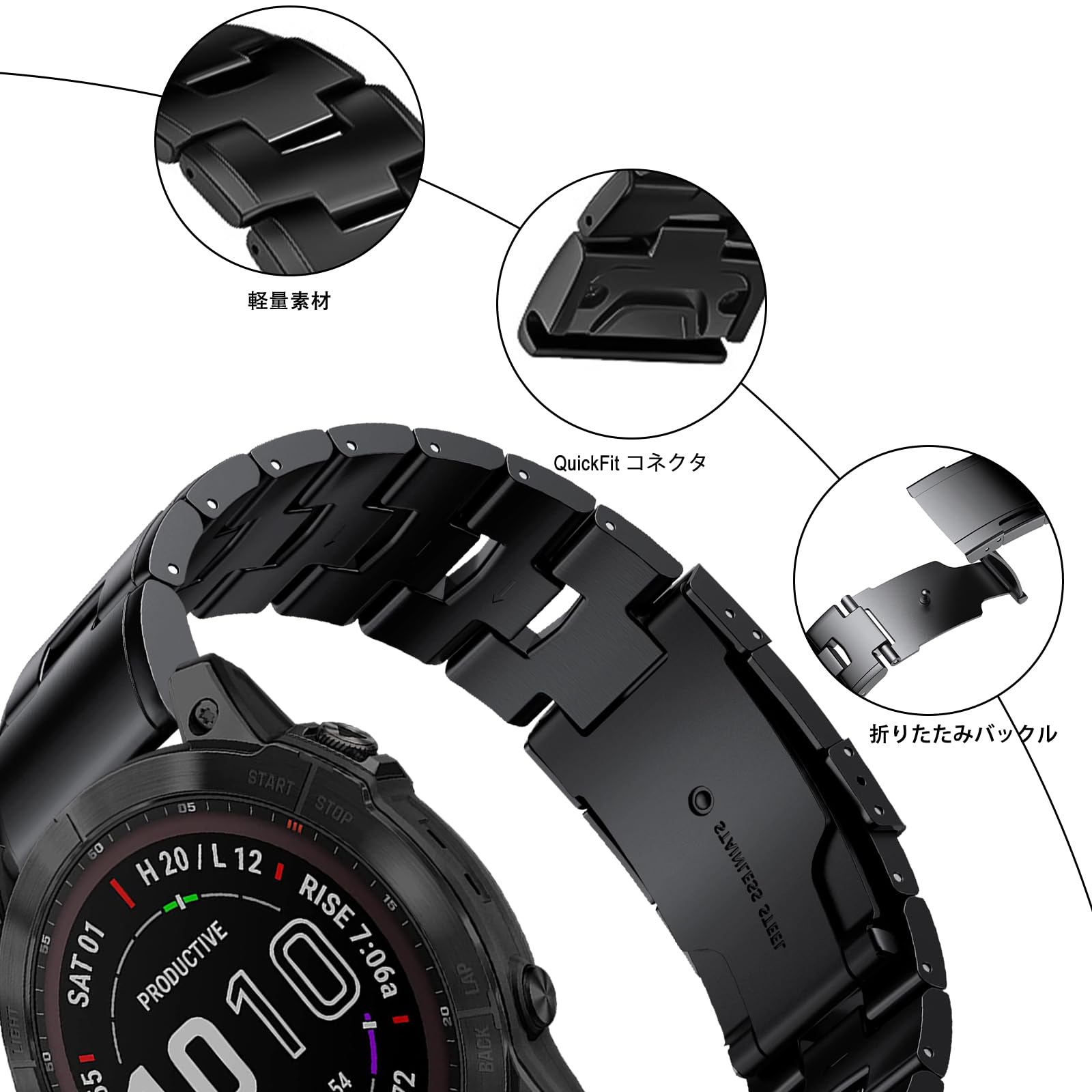 ガーミン チタンベルト　garmin 22mm Amazon.co.jp: ガーミンチタンベルト チタンバンド ガーミン用 22mm