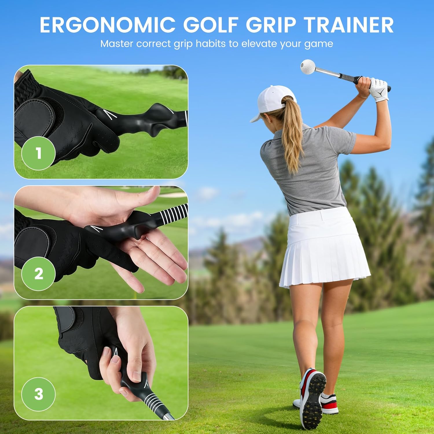 Retractable Golf Swing Training Aid, Telescopic Club Indoor & Outdoor Practice Warm-Up Golf Swing Trainer -Strength & Tempo Training for Golfer Beginner Men Woman Golf Gift