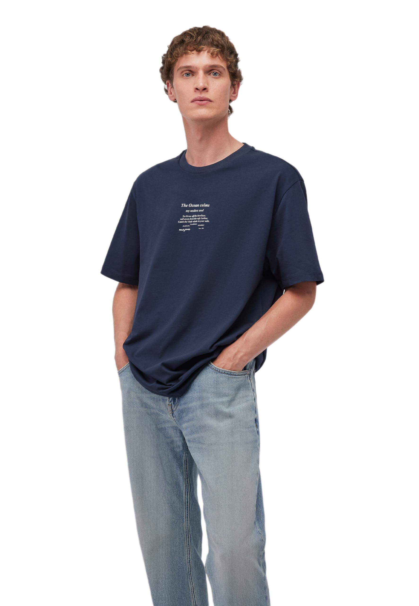 Mavi Men's Printed Tee T-Shirt, Total Eclipse, L, Total Eclipse, L
