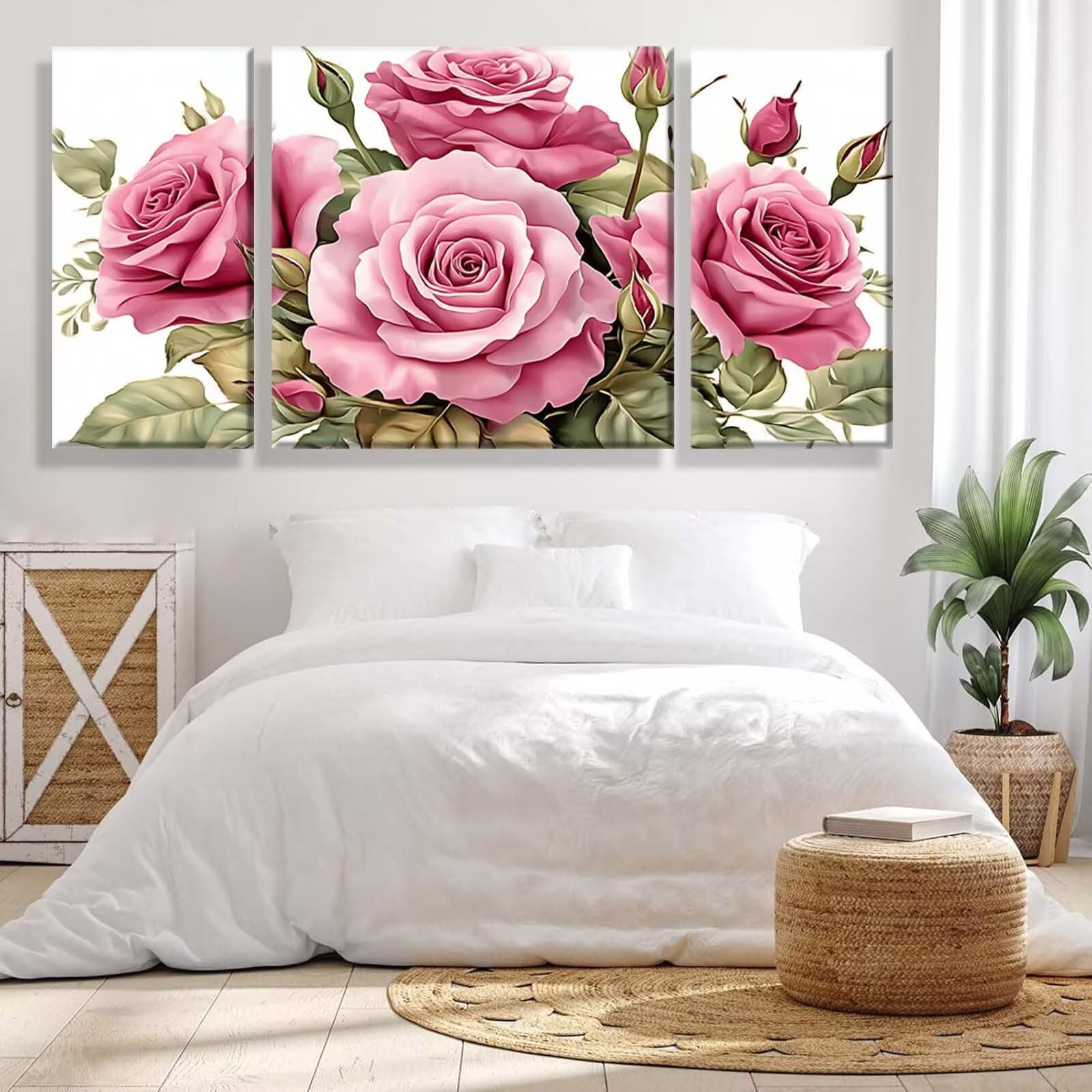 3 Pezzi Dipingere con i Numeri adulti, Paint by Numbers Pianta Fiori freschi, Kit Lavoretti Creativi, Kit Pittura Acrilica Fai-da-Te, con Pennello, Decorazioni Casa 70x140cm (Senza Cornice) y1s-861