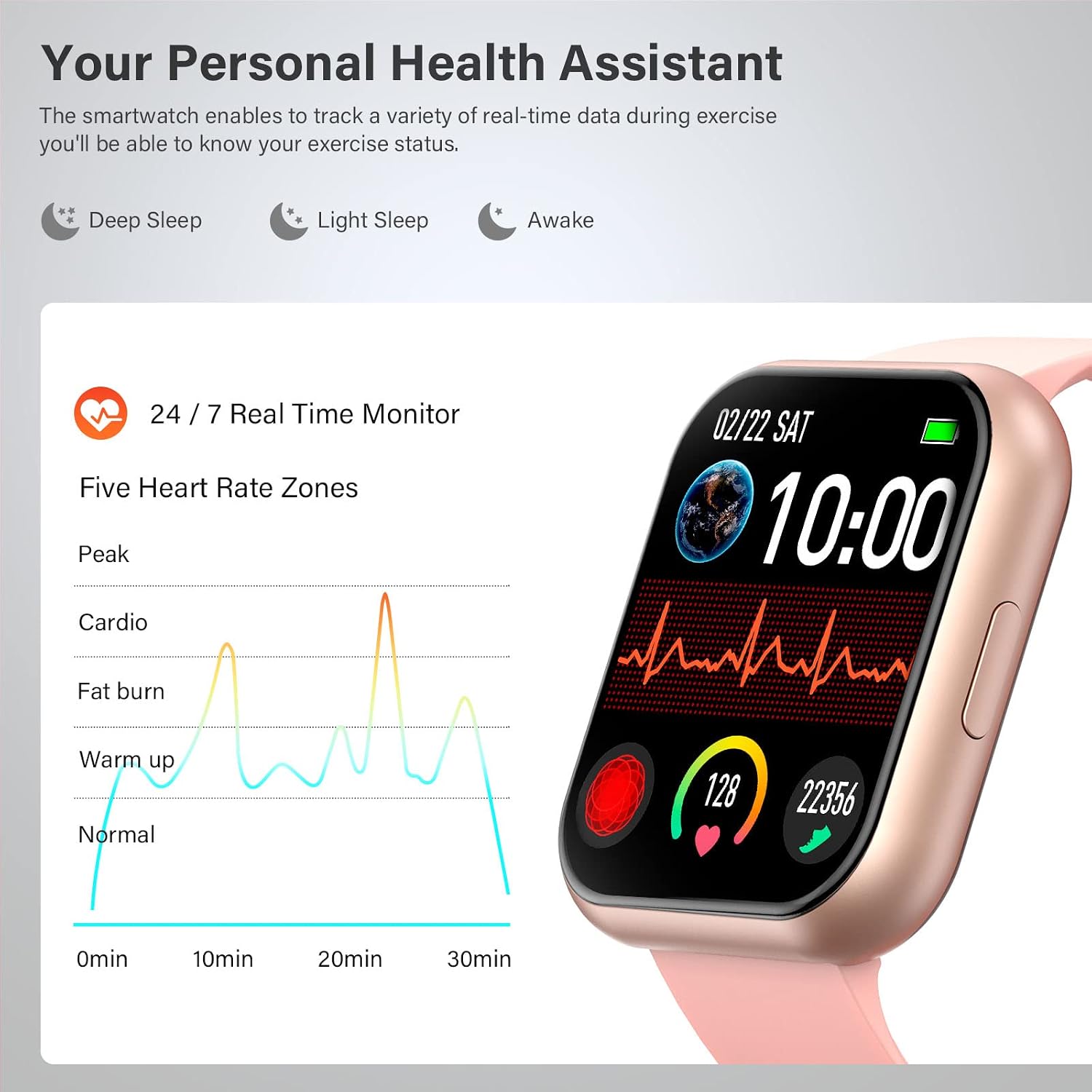 MTQ Smart Watch (Answer/Make Calls), 1.81" Touch Screen Smartwatch with Heart Rate Monitor, Sleep Tracking, 5ATM Waterproof Fitness Tracker for Women Men Compatible with Android iOS Phone, Pink
