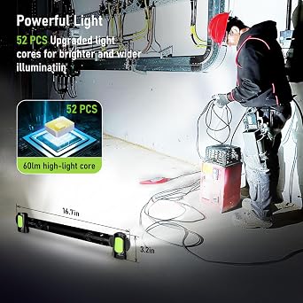 LANKA Bundle to Save -3200LM Work Light for Mechanic Yellow+ 3200LM Magnetic Light Black,6000mAh Rechargeable Underhood Light with Hooks