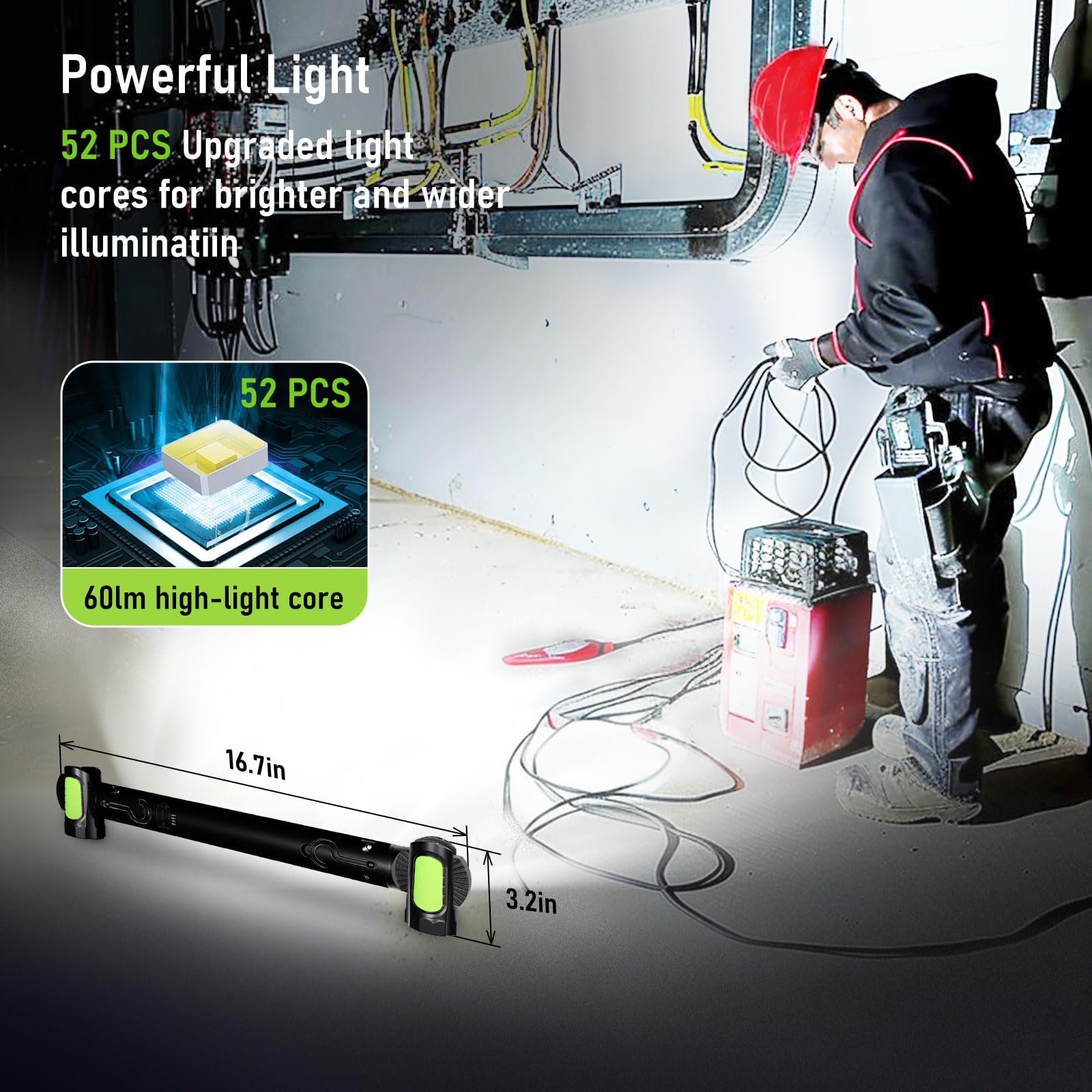 Industrial Work Lights Cordless 9W 1000LM Cordless LED Work Light For
