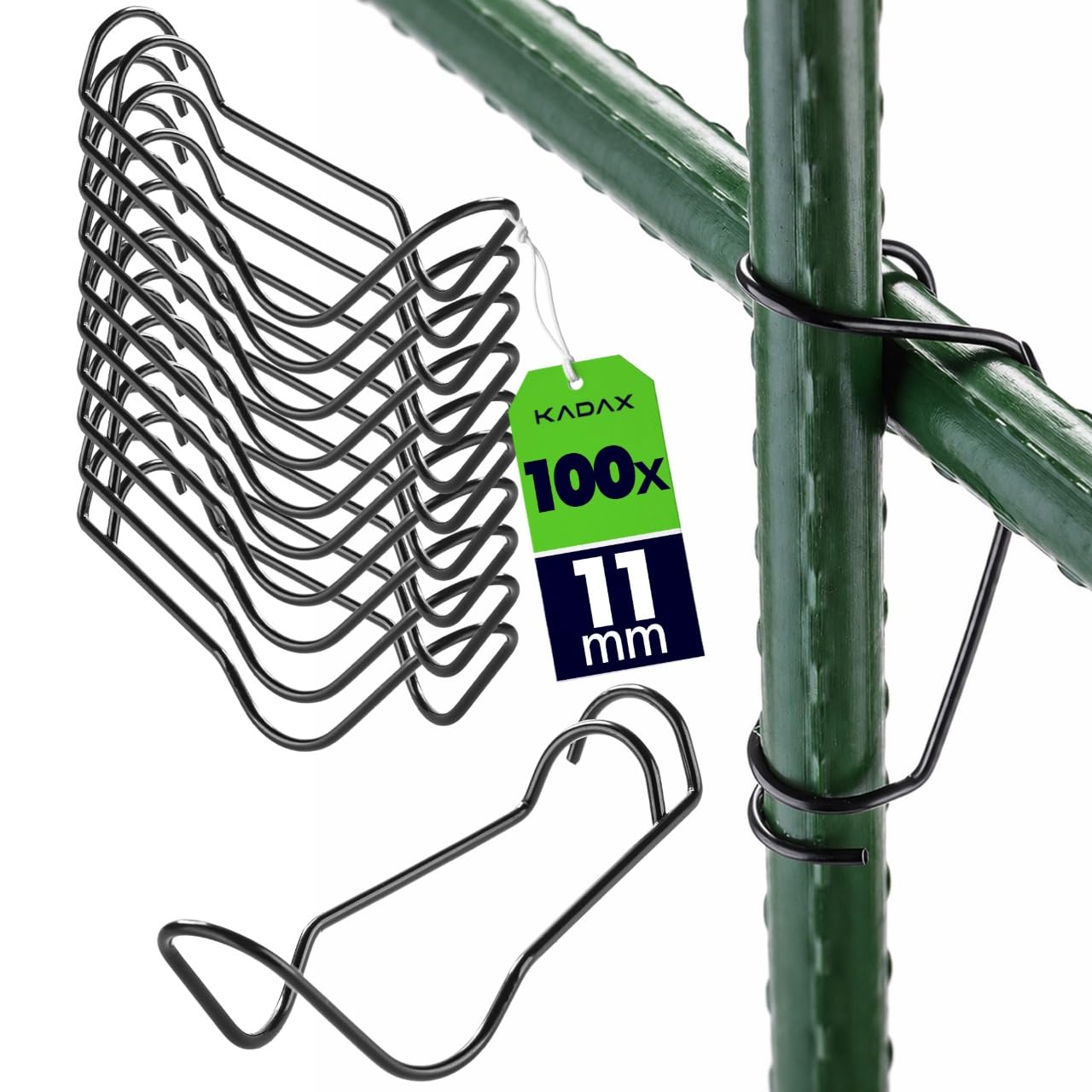 KADAX 100er Set Pflanzstab Verbinder Ø 11 mm, Verbindungsschnallen aus Stahl für Bambusstäbe, Tonkinklammern zur stabilen Fixierung von Rankhilfen im Garten