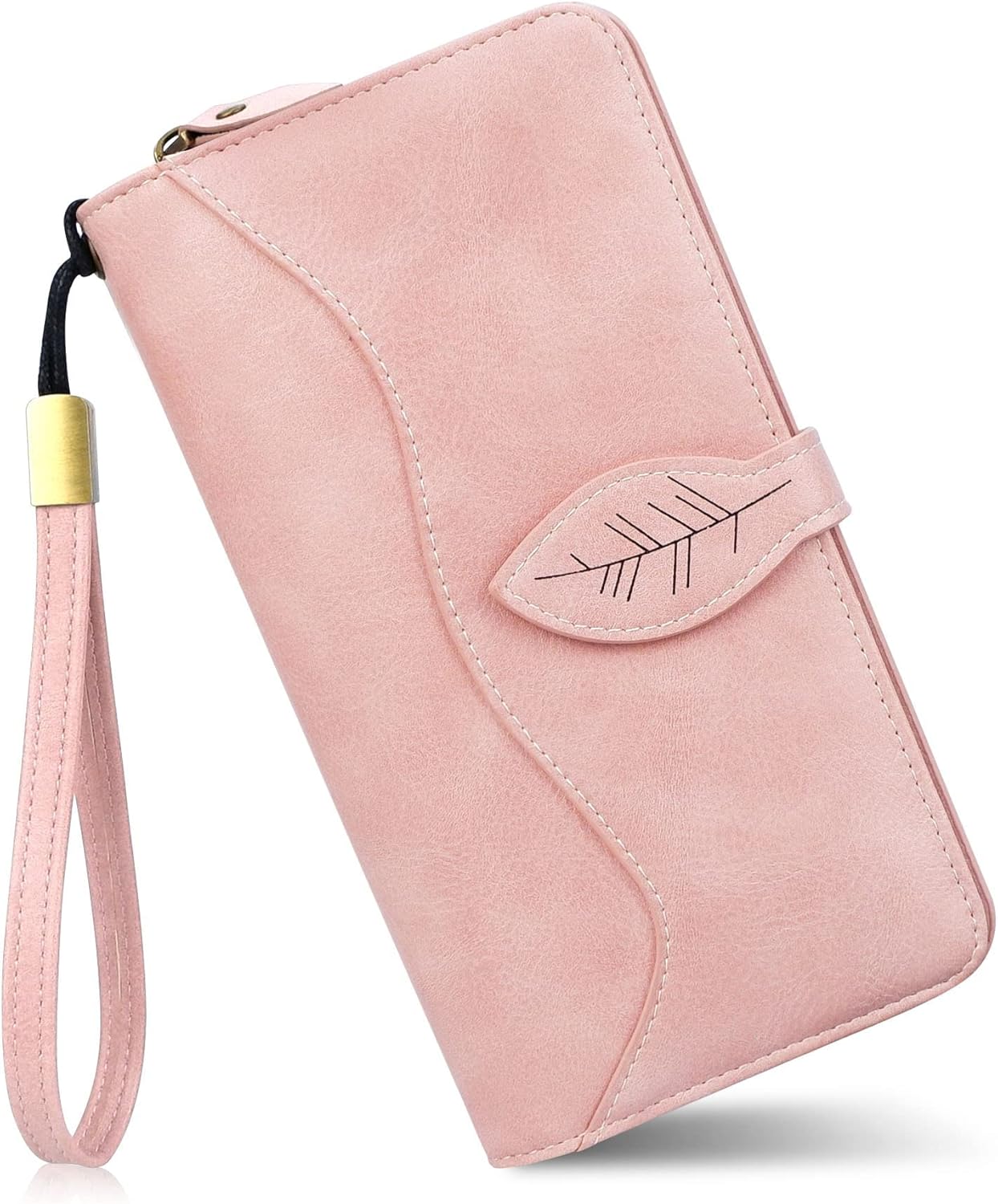 CONISY Womens Wallets Large Capacity, Multi Card Slots Clutch Long Wallet for Women with RFID Blocking (Pink)