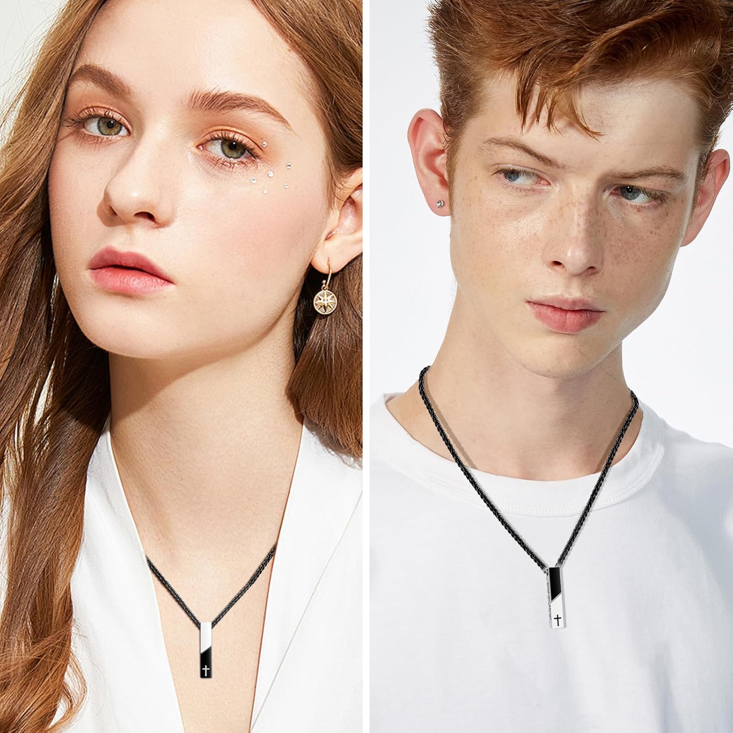 Abooxiu Urn Necklace for Ashes Cremation Jewelry for Ashes Cube Ashes Keepsakes Necklace Cross Bar Stainless Steel Memorial Urn Pendant Keepsake for Women Men - Image 7