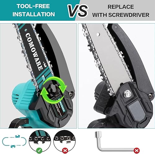 Miniatura 5 de COMOWARE Mini motosierra inalámbrica, sierra de mano portátil de 6 pulgadas, 2 baterías de 2.0 Ah, corte rápido para ramas de árboles, proyectos de