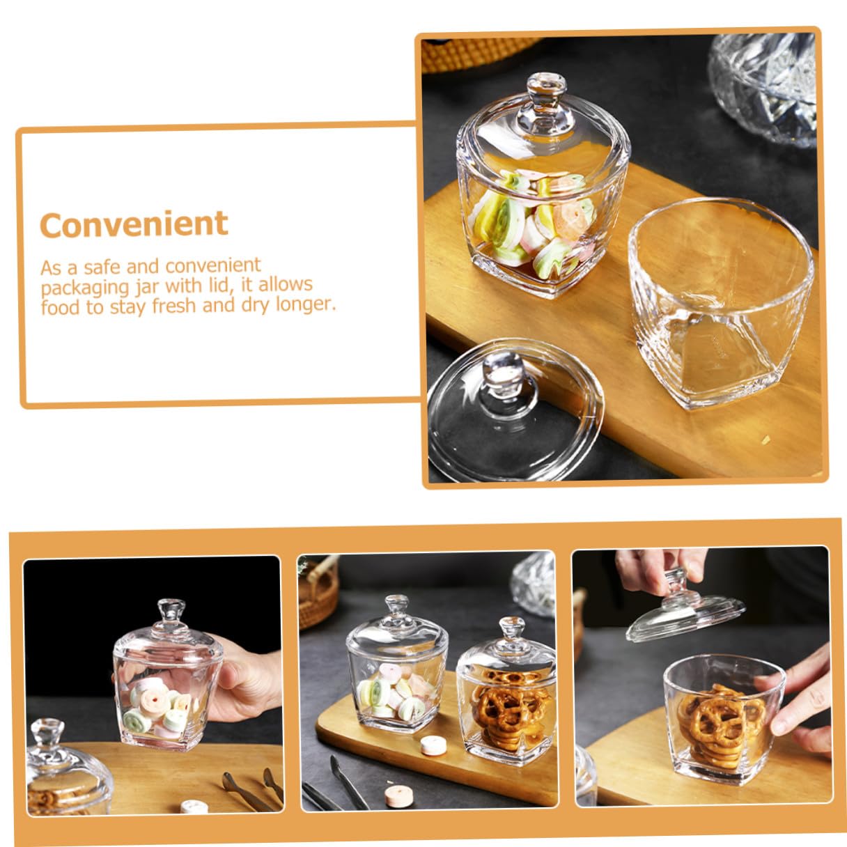 TOYANDONA 2 Stück-pack Glasbehälter mit Deckel 260ml für Snacks und Kekse aus Glas mit Abdichtung und Feuchtigkeitsschutz im Einfachen Stil