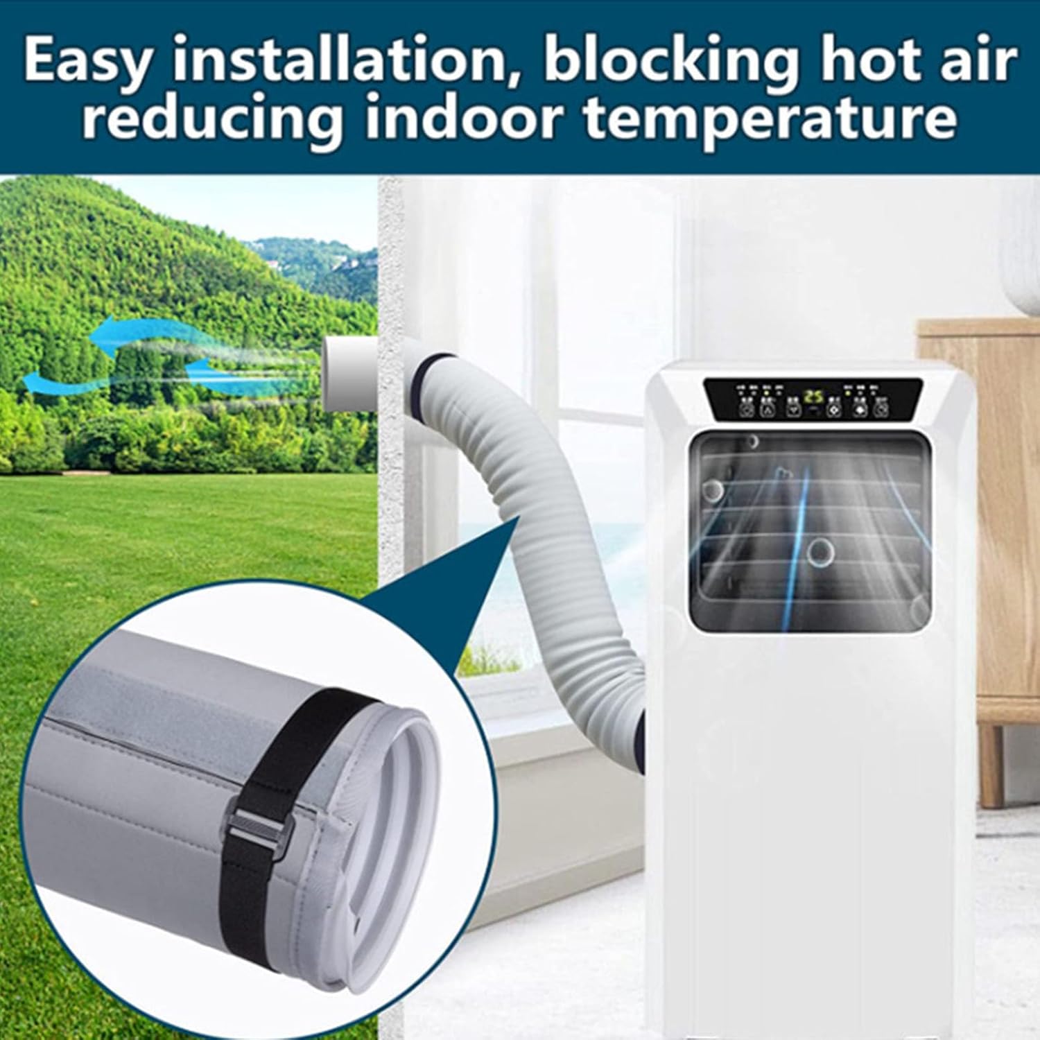 Washable Foldable Exhaust Hose Cover for 5-5.9inch Diameter Thermal Insulation Sleeve Easy Installation Accessories Insulated Exhaust Pipe Sleeve