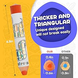 ThEast Stocking Stuffers for Kids, 8 Jumbo Toddlers Colored Pencils, Cute Animal Toddlers Crayons Coloring Pencil with Sharpener, Pre-Sharpened