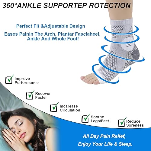 Miniatura 3 de 3 pares de calcetines de neuropatía para mujeres y hombres, calcetines elásticos de protección de mangas de tobillo nano comprex, calcetines