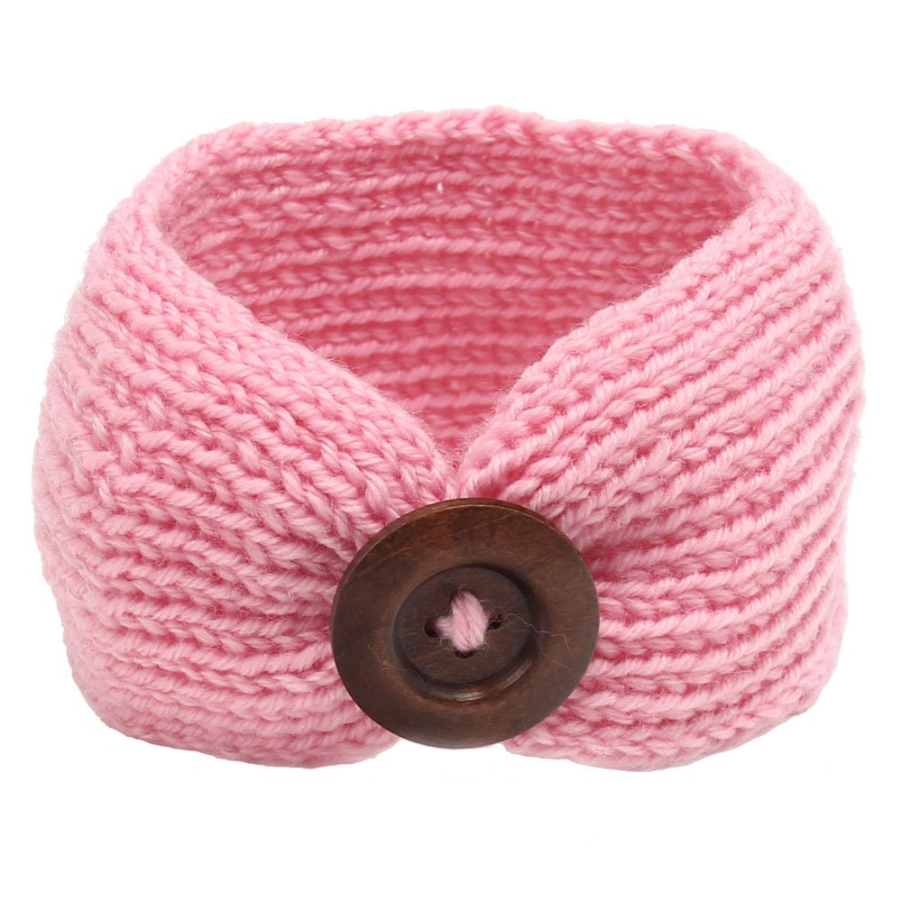 QandSweet Baby Turban Head Wrap Headbands Girl Knitting Button Hairbands