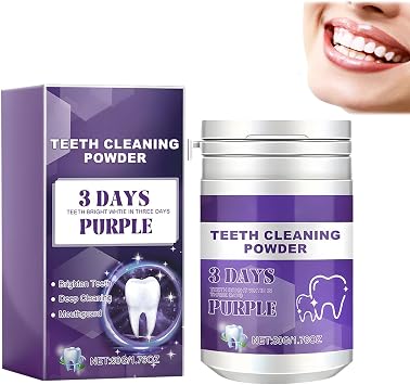 3 Days Tooth Powder, Purple Teeth Cleaning Powder, 3 In 1 Natural Pearl Probiotic Tooth Powder,Instant Glowing Teeth Powder with Mint Refreshing Taste,Reduce Stains and Yellow Effectively 1pc