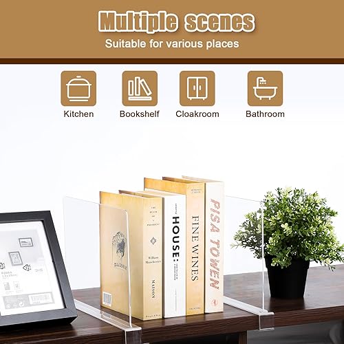 Miniatura 6 de Paquete de 6 separadores de estantes de acrílico transparente para organización de armario, organizadores de bolsos para armario, divisores de ropa,