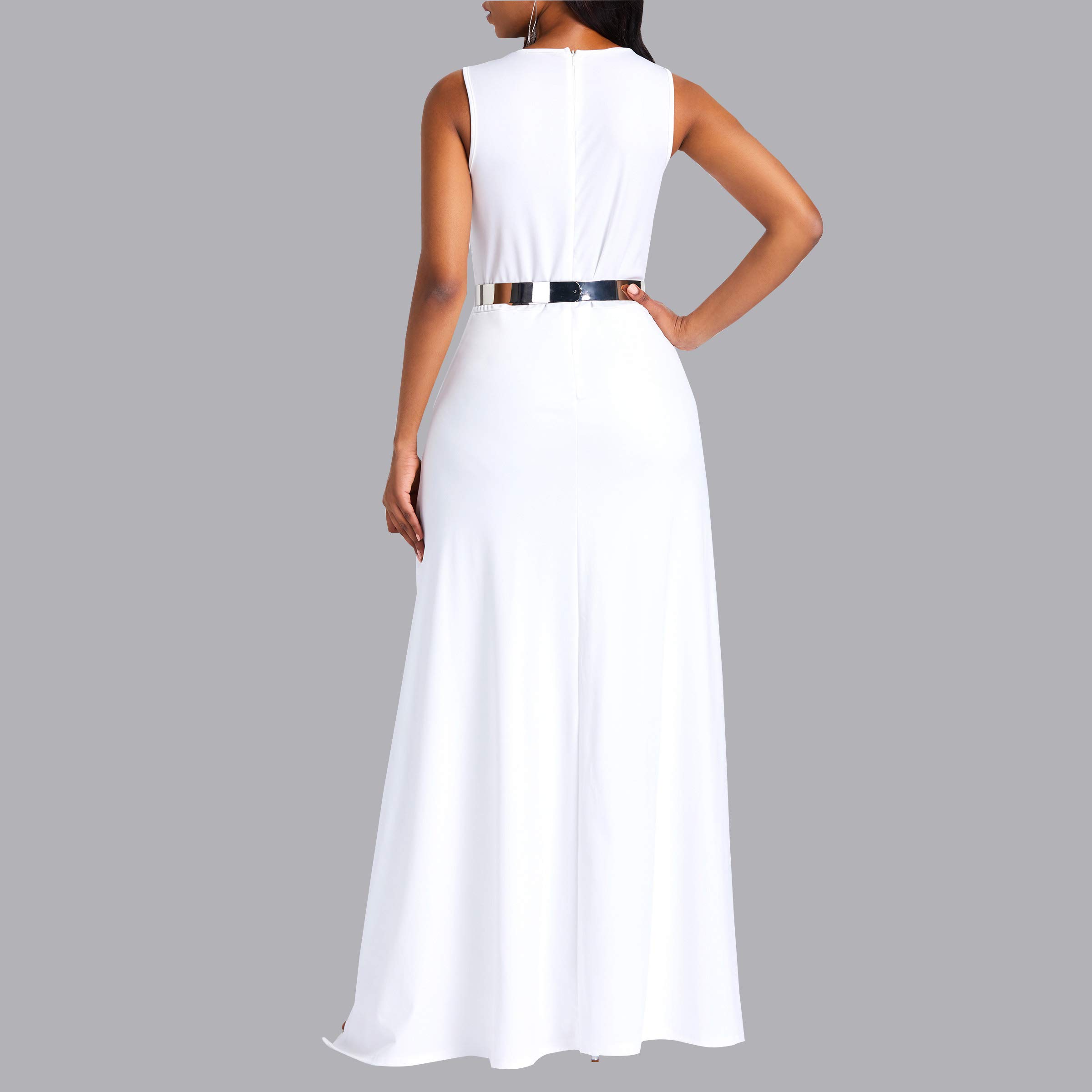 VERWIN - Combinaison taille haute de couleur unie avec superposition et ornement pour femme