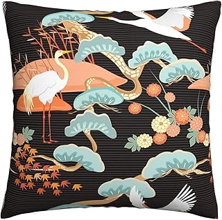 Poszewka na poduszkę żuraw czapla japoński wzór poszewka na poduszkę miękka poszewka na poduszkę wystrój domu spersonalizowana poszewka na poduszkę na sofę kanapę łóżko 45 x 45 cm