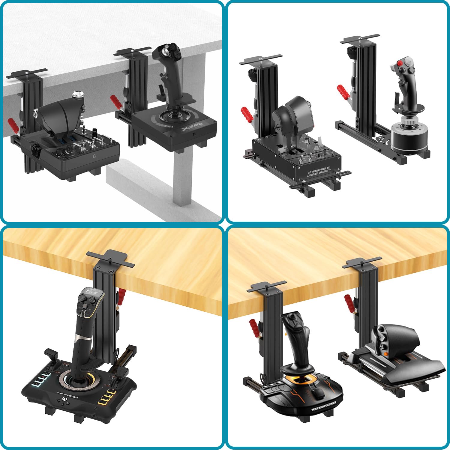 wuutyty 2-Pack Flight Simulator Desk Mount, Adjustable Stand for HOTAS Joystick and Throttle, Compatible with Logitech X52/X56, Thrustmaster T.16000M/T.Flight, WINWING ORION
