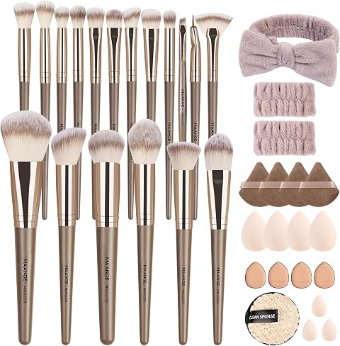 MAANGE Makeup Brush Set 38 Pcs Premium Synthetic Makeup Brushes For Foundation Powder Concealers Blush Eye shadows Make up Brushes Kits - Champagne