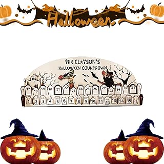 Halloween Advent Calendar Coffin | Festive Coffin Calendar Moving Wooden Block DIY 31 Days,Coffin Calendar Moving Wooden Block, Portable Halloween Coffin Ornament for Home, Kids, Decoration Abonda