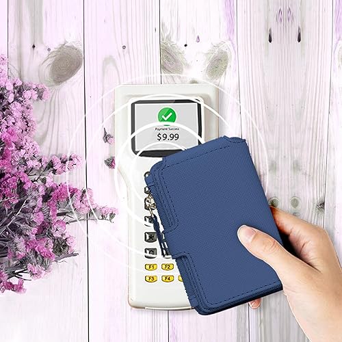 Miniatura 8 de M-Plateau Cartera con llavero para mujer, tarjetero de crédito para mujer con llavero de metal para llaves de coche, mini monedero para mujer con