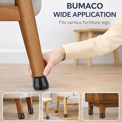 Miniatura 4 de BUMACO Protectores de suelo para patas de silla, protectores de patas de silla para suelos de madera dura, almohadillas de silicona para proteger