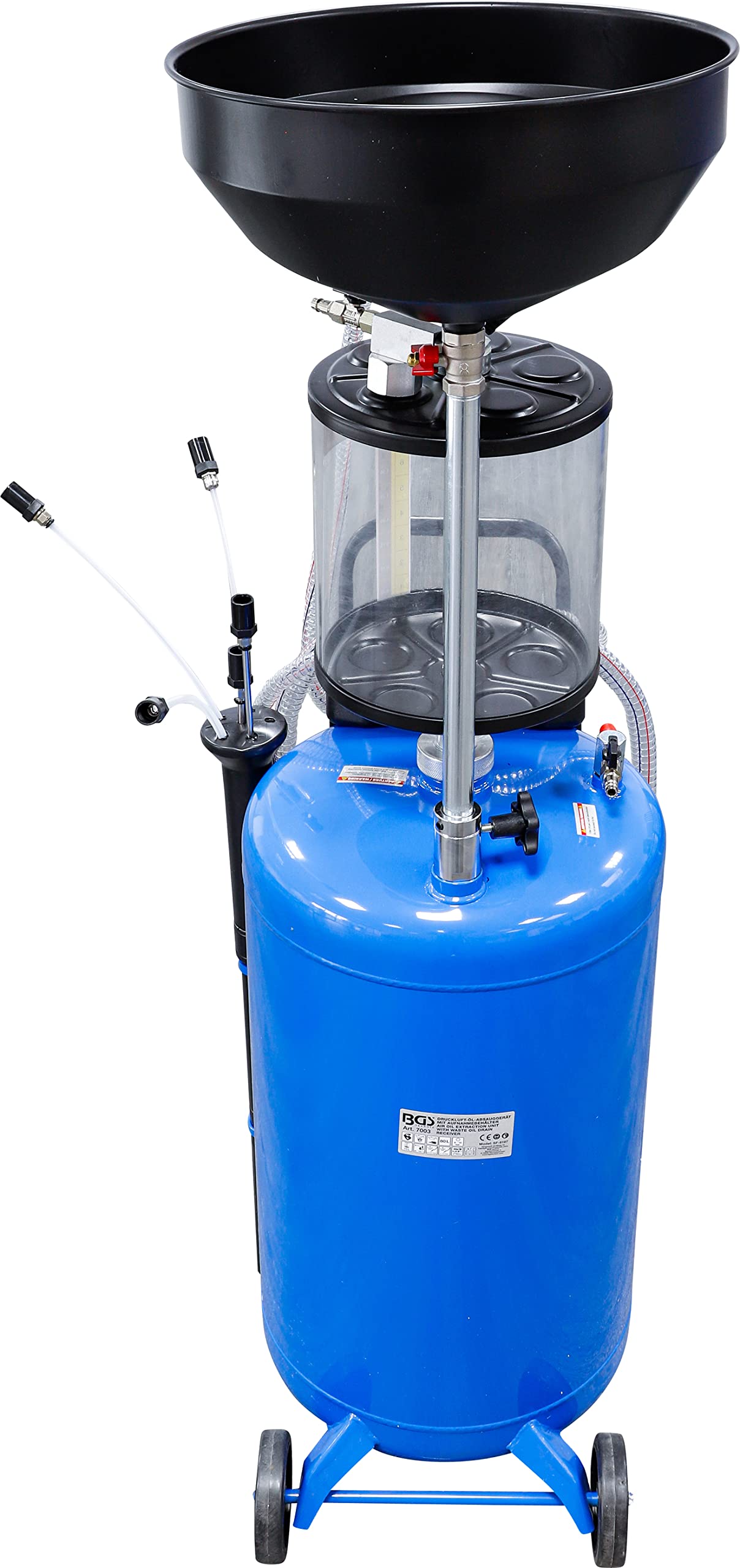 BGS 7003 | Aspiratore pneumatico per olio con contenitore per la raccolta dell'olio esausto | 80 l